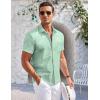 imageCOOFANDY Mens Casual Button Down Shirts Short Sleeve Summer Beach Vacation Untucked Dress Shirts with PocketLeafgreen