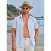 imageCOOFANDY Mens Casual Button Down Shirts Short Sleeve Summer Beach Vacation Untucked Dress Shirts with PocketLight Blue