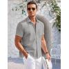 imageCOOFANDY Mens Casual Button Down Shirts Short Sleeve Summer Beach Vacation Untucked Dress Shirts with PocketLight Grey