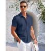 imageCOOFANDY Mens Casual Button Down Shirts Short Sleeve Summer Beach Vacation Untucked Dress Shirts with PocketNavy Blue