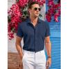 imageCOOFANDY Mens Casual Button Down Shirts Short Sleeve Summer Beach Vacation Untucked Dress Shirts with PocketNavy Blue