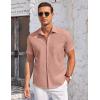 imageCOOFANDY Mens Casual Button Down Shirts Short Sleeve Summer Beach Vacation Untucked Dress Shirts with PocketPink