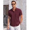 imageCOOFANDY Mens Casual Button Down Shirts Short Sleeve Summer Beach Vacation Untucked Dress Shirts with PocketRed