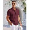 imageCOOFANDY Mens Casual Button Down Shirts Short Sleeve Summer Beach Vacation Untucked Dress Shirts with PocketRed