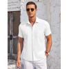 imageCOOFANDY Mens Casual Button Down Shirts Short Sleeve Summer Beach Vacation Untucked Dress Shirts with PocketWhite