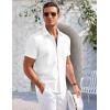 imageCOOFANDY Mens Casual Button Down Shirts Short Sleeve Summer Beach Vacation Untucked Dress Shirts with PocketWhite