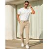 imageCOOFANDY Mens Casual Pants Elastic Waist Chino Pants Lightweight Drawstring Pants with PocketsAkhaki