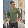 imageCOOFANDY Mens Henley Shirt Long Sleeve Casual Stretch Solid TShirts Fashion Pullover Lightweight Fall TopsArmy Green