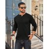 imageCOOFANDY Mens Henley Shirt Long Sleeve Casual Stretch Solid TShirts Fashion Pullover Lightweight Fall TopsBlack