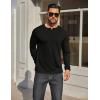 imageCOOFANDY Mens Henley Shirt Long Sleeve Casual Stretch Solid TShirts Fashion Pullover Lightweight Fall TopsBlack