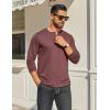 imageCOOFANDY Mens Henley Shirt Long Sleeve Casual Stretch Solid TShirts Fashion Pullover Lightweight Fall TopsDark Red