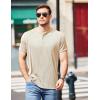 imageCOOFANDY Mens Henley Shirts Short Sleeve Casual Tee Summer Button Henley Soild T ShirtsBeige