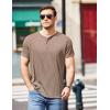 imageCOOFANDY Mens Henley Shirts Short Sleeve Casual Tee Summer Button Henley Soild T ShirtsKhaki