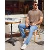 imageCOOFANDY Mens Henley Shirts Short Sleeve Casual Tee Summer Button Henley Soild T ShirtsKhaki