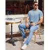 imageCOOFANDY Mens Henley Shirts Short Sleeve Casual Tee Summer Button Henley Soild T ShirtsLight Blue