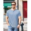 imageCOOFANDY Mens Henley Shirts Short Sleeve Casual Tee Summer Button Henley Soild T ShirtsLight Blue