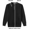 imageCOOFANDY Mens Knit Polo Sweaters Long Sleeve Vintage Polos Casual Dress Pullover Old Money TopsBlack