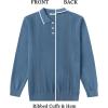 imageCOOFANDY Mens Knit Polo Sweaters Long Sleeve Vintage Polos Casual Dress Pullover Old Money TopsBlue