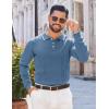 imageCOOFANDY Mens Knit Polo Sweaters Long Sleeve Vintage Polos Casual Dress Pullover Old Money TopsBlue