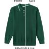 imageCOOFANDY Mens Knit Polo Sweaters Long Sleeve Vintage Polos Casual Dress Pullover Old Money TopsDark Green