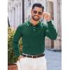 imageCOOFANDY Mens Knit Polo Sweaters Long Sleeve Vintage Polos Casual Dress Pullover Old Money TopsDark Green