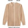 imageCOOFANDY Mens Knit Polo Sweaters Long Sleeve Vintage Polos Casual Dress Pullover Old Money TopsKhaki