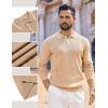 imageCOOFANDY Mens Knit Polo Sweaters Long Sleeve Vintage Polos Casual Dress Pullover Old Money TopsKhaki