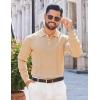 imageCOOFANDY Mens Knit Polo Sweaters Long Sleeve Vintage Polos Casual Dress Pullover Old Money TopsKhaki