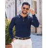 imageCOOFANDY Mens Knit Polo Sweaters Long Sleeve Vintage Polos Casual Dress Pullover Old Money TopsNavy Blue