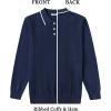 imageCOOFANDY Mens Knit Polo Sweaters Long Sleeve Vintage Polos Casual Dress Pullover Old Money TopsNavy Blue