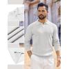 imageCOOFANDY Mens Knit Polo Sweaters Long Sleeve Vintage Polos Casual Dress Pullover Old Money TopsWhite