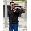imageCOOFANDY Mens Quarter Zip Pullover Sweatshirts Lightweight Long Sleeve Mock Neck Sweater PoloBlack