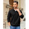imageCOOFANDY Mens Quarter Zip Pullover Sweatshirts Lightweight Long Sleeve Mock Neck Sweater PoloBlack