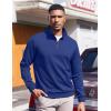 imageCOOFANDY Mens Quarter Zip Pullover Sweatshirts Lightweight Long Sleeve Mock Neck Sweater PoloDark Blue