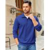 imageCOOFANDY Mens Quarter Zip Pullover Sweatshirts Lightweight Long Sleeve Mock Neck Sweater PoloDark Blue