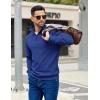 imageCOOFANDY Mens Quarter Zip Pullover Sweatshirts Lightweight Long Sleeve Mock Neck Sweater PoloDark Blue