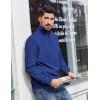 imageCOOFANDY Mens Quarter Zip Pullover Sweatshirts Lightweight Long Sleeve Mock Neck Sweater PoloDark Blue