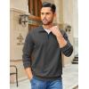 imageCOOFANDY Mens Quarter Zip Pullover Sweatshirts Lightweight Long Sleeve Mock Neck Sweater PoloDark Grey