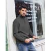 imageCOOFANDY Mens Quarter Zip Pullover Sweatshirts Lightweight Long Sleeve Mock Neck Sweater PoloDark Grey