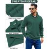 imageCOOFANDY Mens Quarter Zip Pullover Sweatshirts Lightweight Long Sleeve Mock Neck Sweater PoloGreen