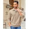 imageCOOFANDY Mens Quarter Zip Pullover Sweatshirts Lightweight Long Sleeve Mock Neck Sweater PoloKhaki