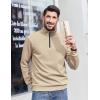 imageCOOFANDY Mens Quarter Zip Pullover Sweatshirts Lightweight Long Sleeve Mock Neck Sweater PoloKhaki