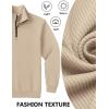 imageCOOFANDY Mens Quarter Zip Pullover Sweatshirts Lightweight Long Sleeve Mock Neck Sweater PoloKhaki