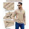 imageCOOFANDY Mens Quarter Zip Pullover Sweatshirts Lightweight Long Sleeve Mock Neck Sweater PoloKhaki