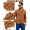 imageCOOFANDY Mens Quarter Zip Pullover Sweatshirts Lightweight Long Sleeve Mock Neck Sweater PoloLight Brown