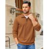 imageCOOFANDY Mens Quarter Zip Pullover Sweatshirts Lightweight Long Sleeve Mock Neck Sweater PoloLight Brown