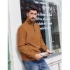 imageCOOFANDY Mens Quarter Zip Pullover Sweatshirts Lightweight Long Sleeve Mock Neck Sweater PoloLight Brown