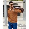 imageCOOFANDY Mens Quarter Zip Pullover Sweatshirts Lightweight Long Sleeve Mock Neck Sweater PoloLight Brown
