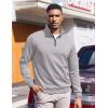 imageCOOFANDY Mens Quarter Zip Pullover Sweatshirts Lightweight Long Sleeve Mock Neck Sweater PoloLight Grey