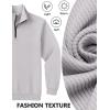 imageCOOFANDY Mens Quarter Zip Pullover Sweatshirts Lightweight Long Sleeve Mock Neck Sweater PoloLight Grey